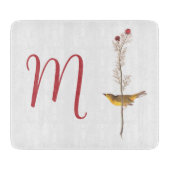 Planche À Découper Oiseau jaune d'Audubon sur fleur avec monogramme (Devant)