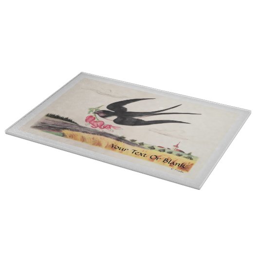 Planche À Découper Oiseau Volant Avec Fleurs (Coin)