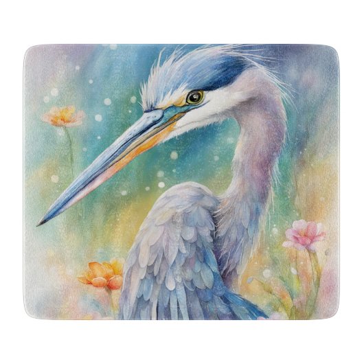 Planche À Découper Oiseaux arc-en-ciel Héron bleu 2 (Devant)