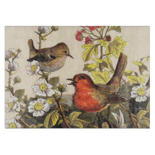 Planche À Découper Oiseaux chanteurs Robin printanier vintage Botaniq