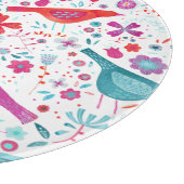 Planche À Découper Oiseaux d'aquarelle dans un jardin de fleurs peint (Coin)