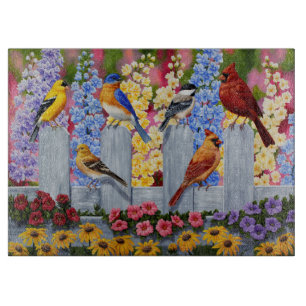 Planche À Découper Oiseaux de printemps colorés Jardin Fête