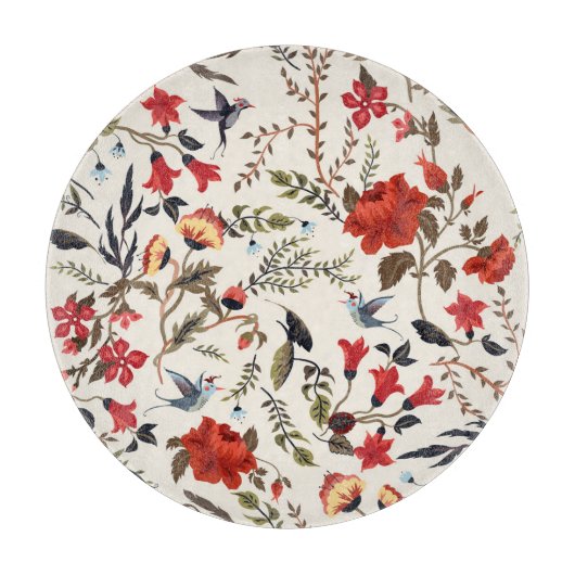 Planche À Découper Oiseaux & Fleurs : Conception Florale transparente (Devant)