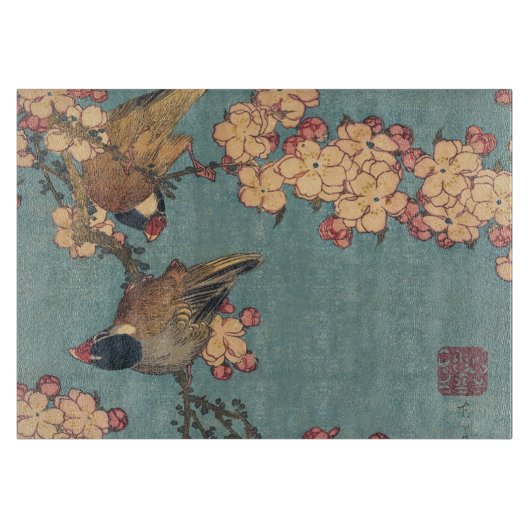 Planche À Découper Oiseaux Fleurs Hokusai Art Japonais (Devant)