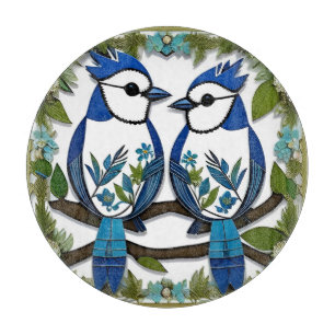 Planche À Découper Oiseaux geai bleu en papier découpé