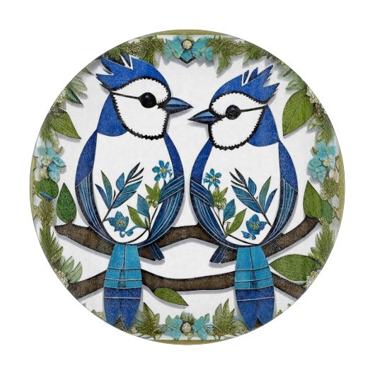 Planche À Découper Oiseaux geai bleu en papier découpé (Devant)