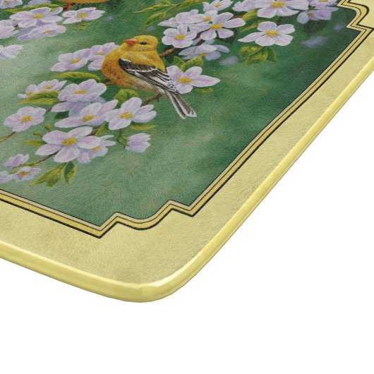 Planche À Découper Oiseaux Goldfinch et fleurs de pomme Jaune (Coin)