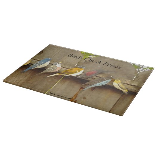 Planche À Découper Oiseaux sur une clôture - Rustique (Coin)