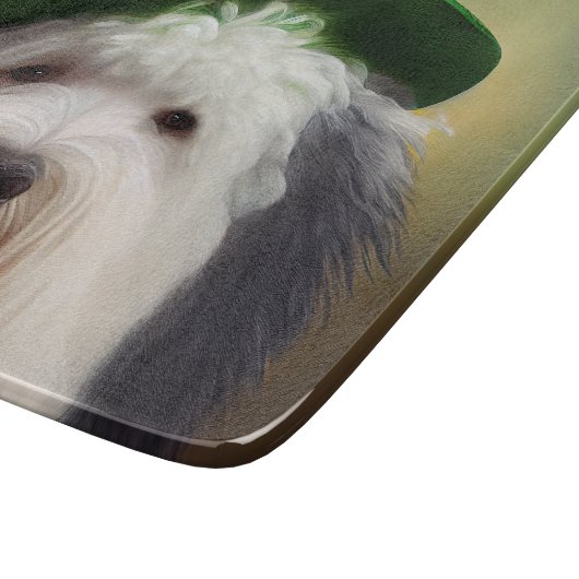 Planche À Découper Old English Sheepdog en tenue de la Saint-Patrick (Coin)
