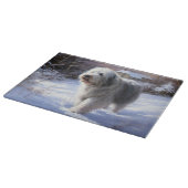 Planche À Découper Old English Sheepdog Laisser neiger Noël (Coin)