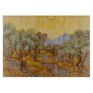 Planche À Découper Oliviers de Van Gogh Ciel Soleil Jaune