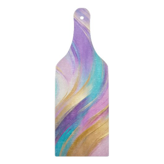 Planche À Découper Or Abstrait rose Lilac Turquoise (Devant)