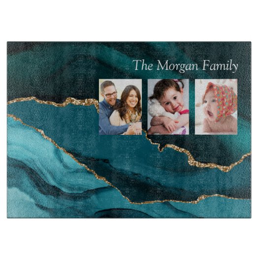 Planche À Découper Or Black & Turquoise Agate, do-it-yourself Nom 3 P (Devant)