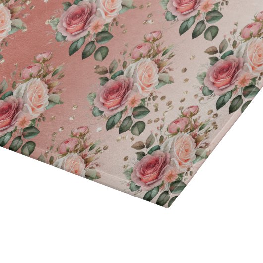 Planche À Découper Or Confetti rose Roses Floral (Coin)