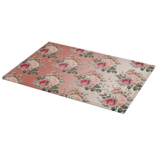 Planche À Découper Or Confetti rose Roses Floral (Coin)