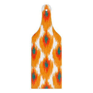Planche À Découper Orange Turquoise Tribal Abstrait Ikat Diamond Moti