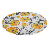 Planche À Découper Oranges à bicyclette : Motif d'été d'aquarelle (Coin)