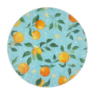 Planche À Découper Oranges, fleurs : textile sans couture motif.