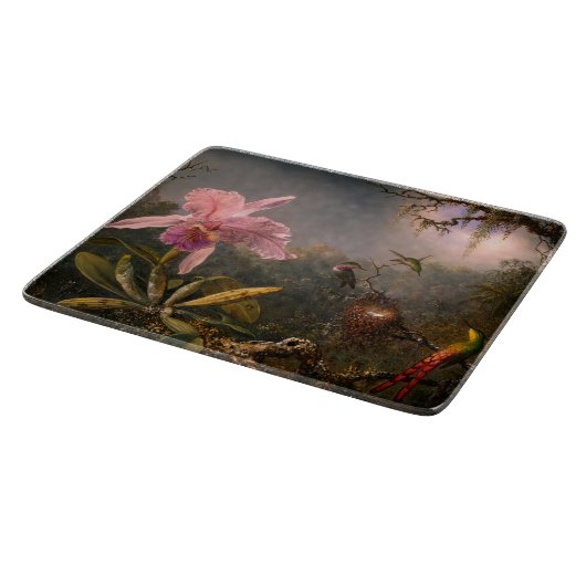 Planche À Découper Orchidée de Cattleya et trois colibris (Heade) (Coin)