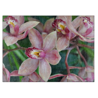 Planche À Découper Orchidées de papillons roses