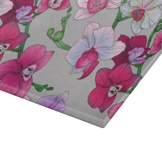 Planche À Découper Orchidées roses en fleur (Coin)