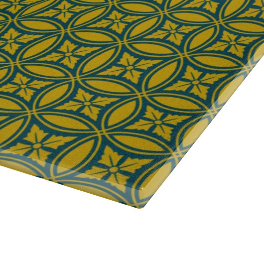 Planche À Découper Oriental Green Mustard Japon Rosette Circle Répéti (Coin)