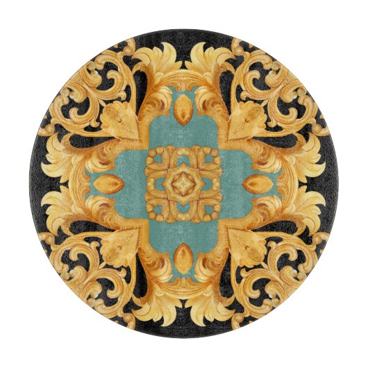 Planche À Découper Ornement baroque doré éléments 3D (Devant)