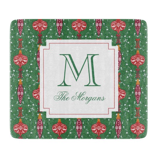 Planche À Découper Ornements de Noël festifs Monogramme (Devant)