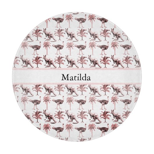 Planche À Découper Ostriches et kangourous, personnalisables (Devant)