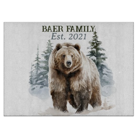 Planche À Découper Ours dans la forêt enneigée (Devant)