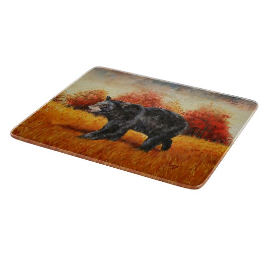 Planche À Découper Ours noir en forêt d'automne (Coin)