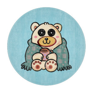 Planche À Découper Ours polaire personnalisé avec café   Art mignon d