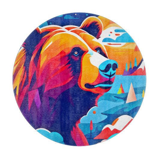 Planche À Découper Ours vibrant, scène au clair de lune (Devant)