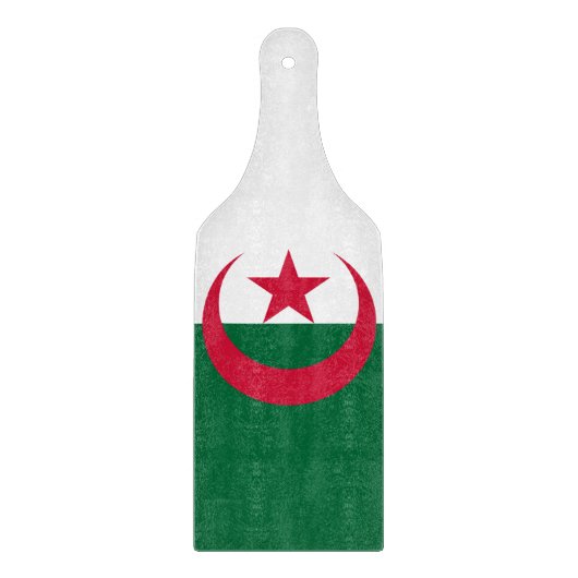 Planche À Découper Pagaie à découper en verre avec drapeau d'Algérie (Devant)