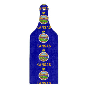 Planche À Découper Pagaie à découper en verre avec drapeau du Kansas