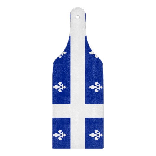 Planche À Découper Pagaie à découper en verre avec drapeau Québec (Devant)