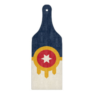 Planche À Découper Pagaie à découper en verre avec le drapeau Tulsa, 