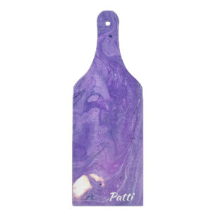 Planche À Découper Pagaie Abstraite en verre blanc violet