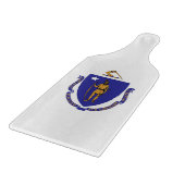Planche À Découper Pagaie en verre avec drapeau Massachusetts (Coin)