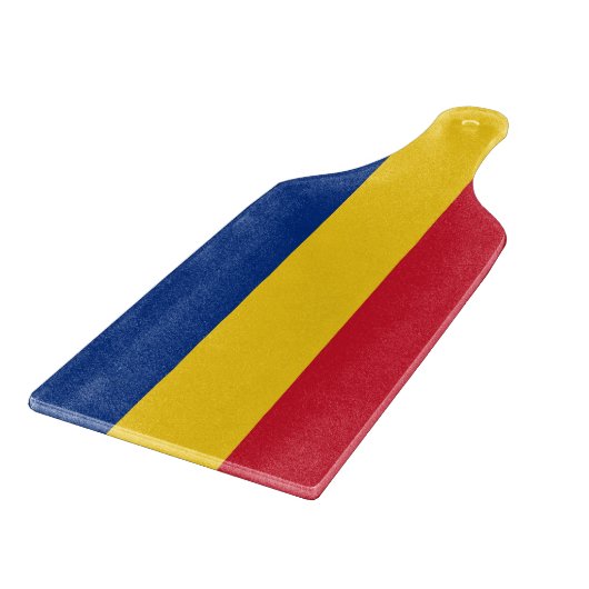 Planche À Découper Pagaie en verre avec drapeau roumain (Coin)