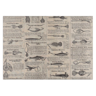 Planche À Découper Page de catalogue de leurres de pêche antiques en 