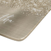 Planche À Découper Pailleté Or Pâle Glamour Nom (Coin)