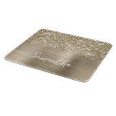 Planche À Découper Pailleté Or Pâle Glamour Nom (Coin)