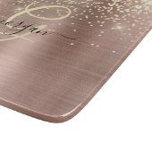 Planche À Découper Paillettes dorées, monogramme doré, nom en script  (Coin)