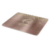 Planche À Découper Paillettes dorées, monogramme doré, nom en script  (Coin)