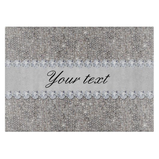 Planche À Découper Paillettes et diamants argentés de Faux (Devant)