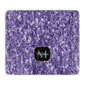 Planche À Découper Paillettes violet ultra violet monogramme (Devant)