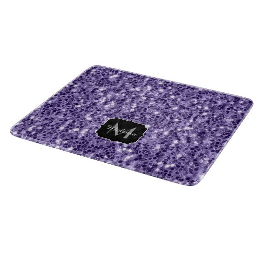 Planche À Découper Paillettes violet ultra violet monogramme (Coin)