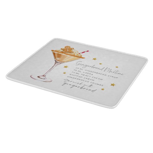 Planche À Découper Pain d'épices Martini Recette Blanc Noël Élégant (Coin)