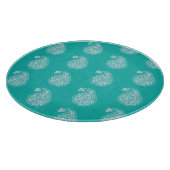 Planche À Découper Paisley perse - blanc sur turquoise (Coin)